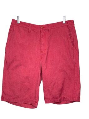 Vans Of Walls Red Chambray Chino Shorts Sz 32"X10" Classic Summer Style Bermuda